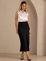 [Light Gray] SilkSilky-CA Sleeveless Lapel Collar Women's Shirt 008
