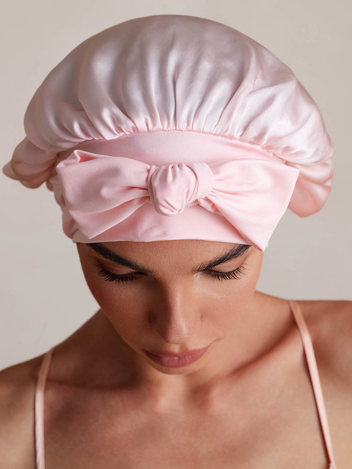 SilkSilky-CA Pure Silk Sleep Cap LightPink 004