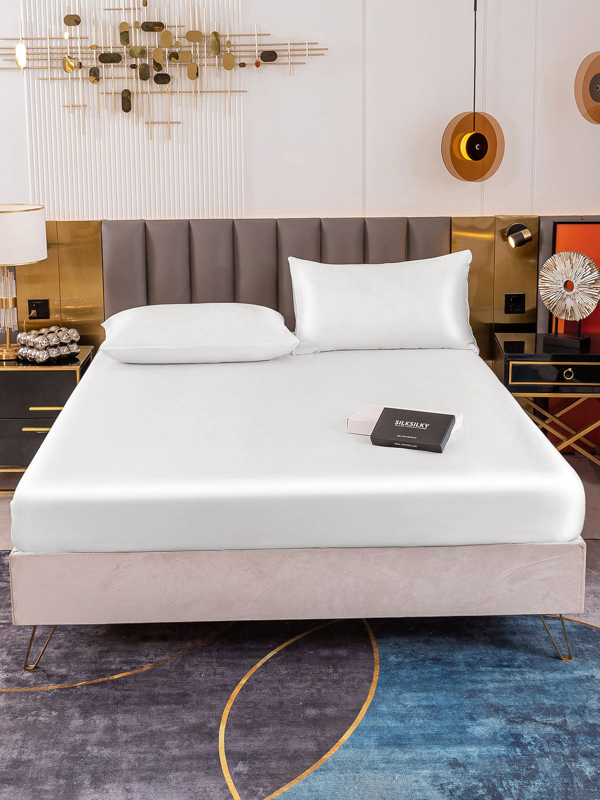 [White] SilkSilky-CA 19Momme Bedding Set 002
