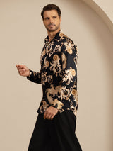 [Black Dragon] SilkSilky-CA Long Sleeve Lapel Collar Men's Shirt 005