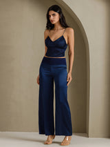 [Dark Blue] SilkSilky-CA Spaghetti Strap V Neck Camisole 006