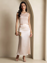 [Light Pink] SilkSilky-CA Sleeveless Round Neck Women's T-Shirt 007