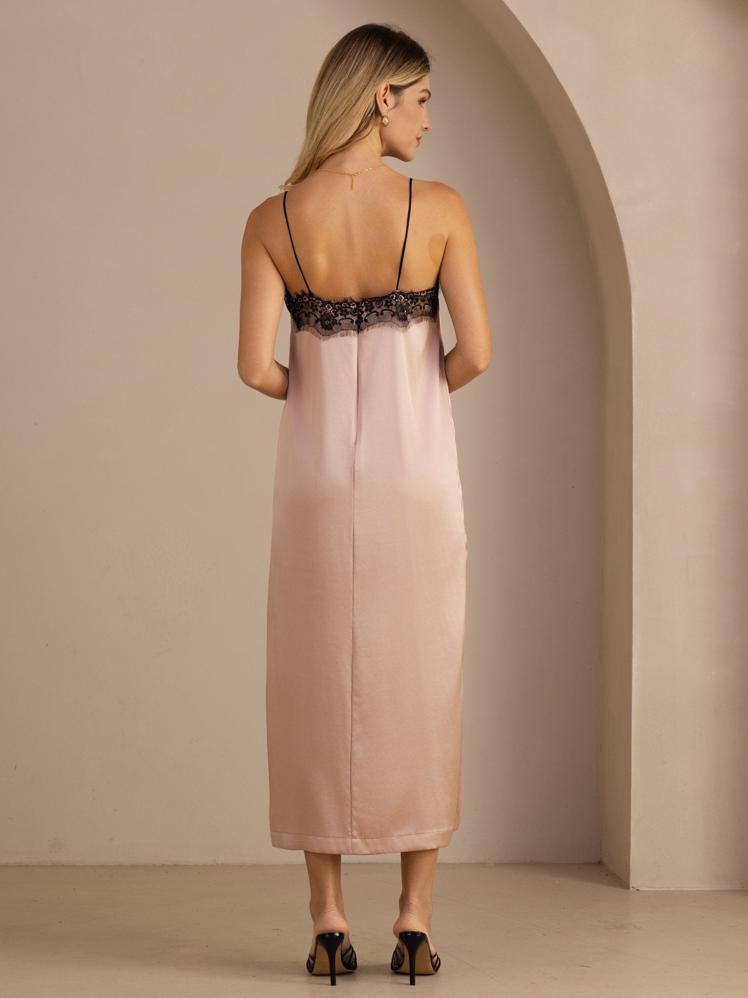 [Tuscany] SilkSilky-CA Spaghetti Strap Square Neck Dress 002