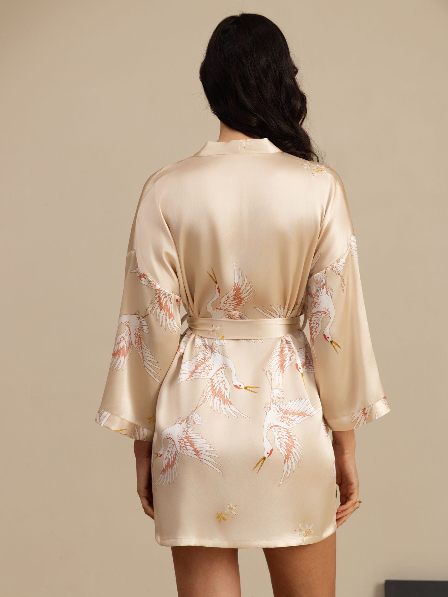 [Champagne] SilkSilky-CA 19Momme 3/4 Sleeve Women's Robe 002