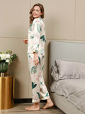 SilkSilky CA Pure Silk Long Sleeve Lapel Women's Pajamas Ivory 004