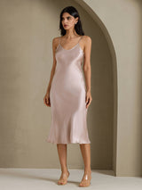 [Shadow Gray] SilkSilky-CA Spaghetti Strap V Neck Dress 001