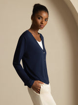 [Dark Blue] SilkSilky-CA Long Sleeve Women's Cardigan 005