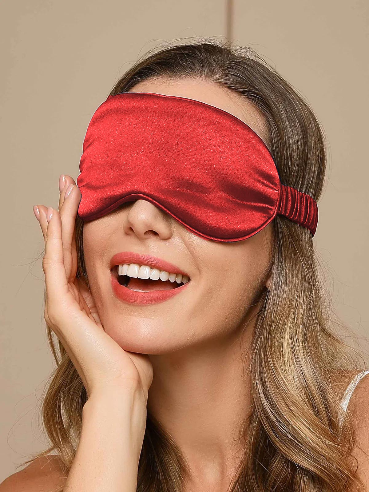 SilkSilky-CA 19Momme Pure Silk Eye Mask DarkRed 002