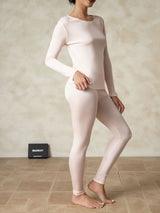 [Light Pink] SilkSilky-CA Long Sleeve Round Neck Women's Long Johns 002