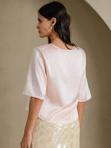 [Pink] SilkSilky-CA Half Sleeve Women's T-Shirt 002