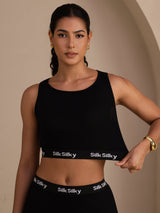 [Black] SilkSilky-CA Sleeveless Crew Neck Camisole 003