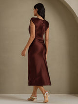 [Coffee] SilkSilky-CA Cap Sleeve Dress 002