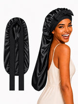[Black] SilkSilky-CA Sleep Cap 001