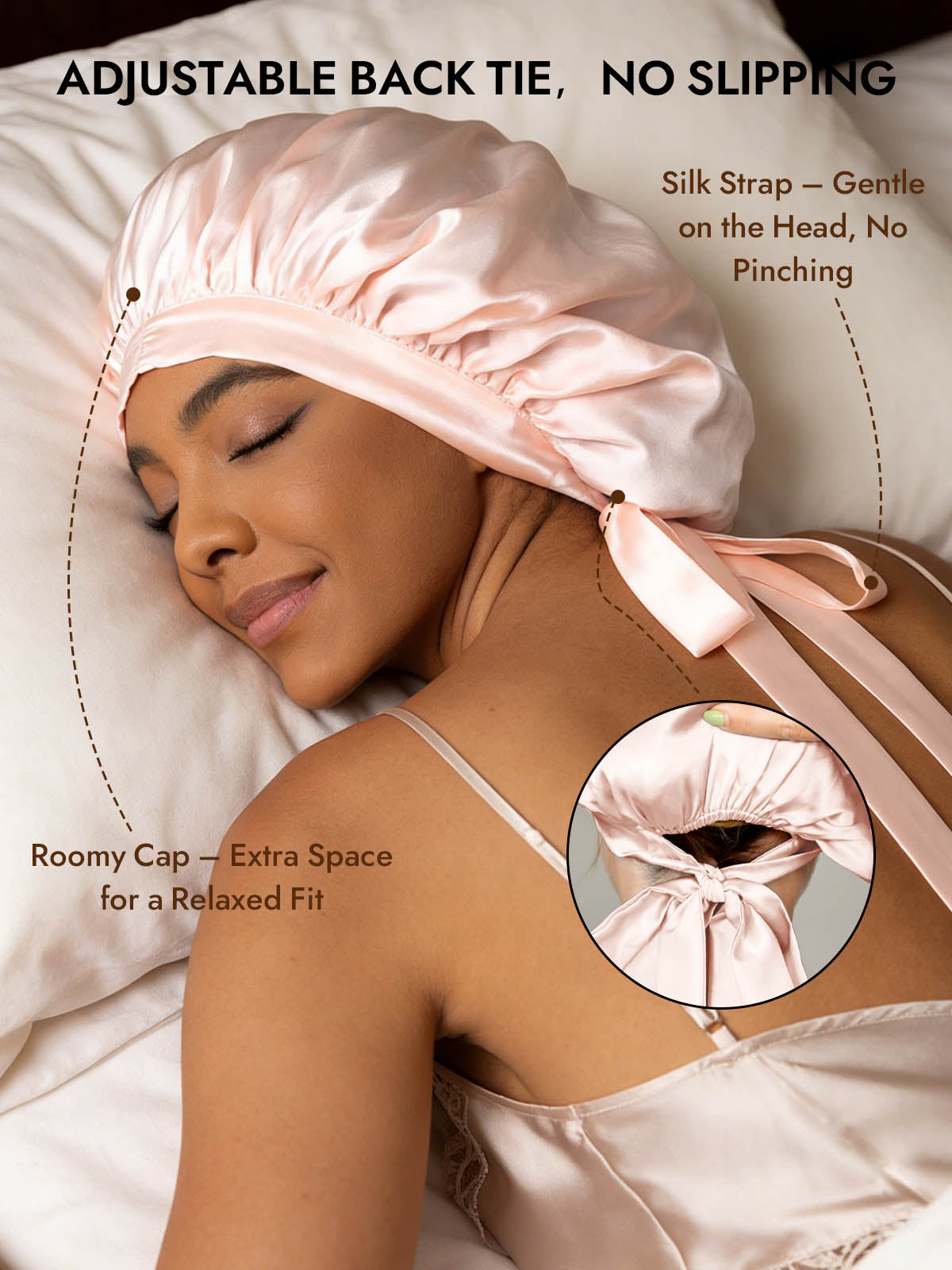 [Light Pink] SilkSilky-CA Pure Silk Sleep Cap 004