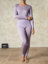 [Purple] SilkSilky-CA Long Sleeve Round Neck Women's Long Johns 001