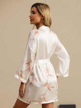 [White] SilkSilky-CA 3/4 Sleeve Women's Robe 002