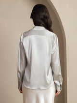 [Light Gray] SilkSilky-CA Long Sleeve Lapel Collar Women's Shirt 002