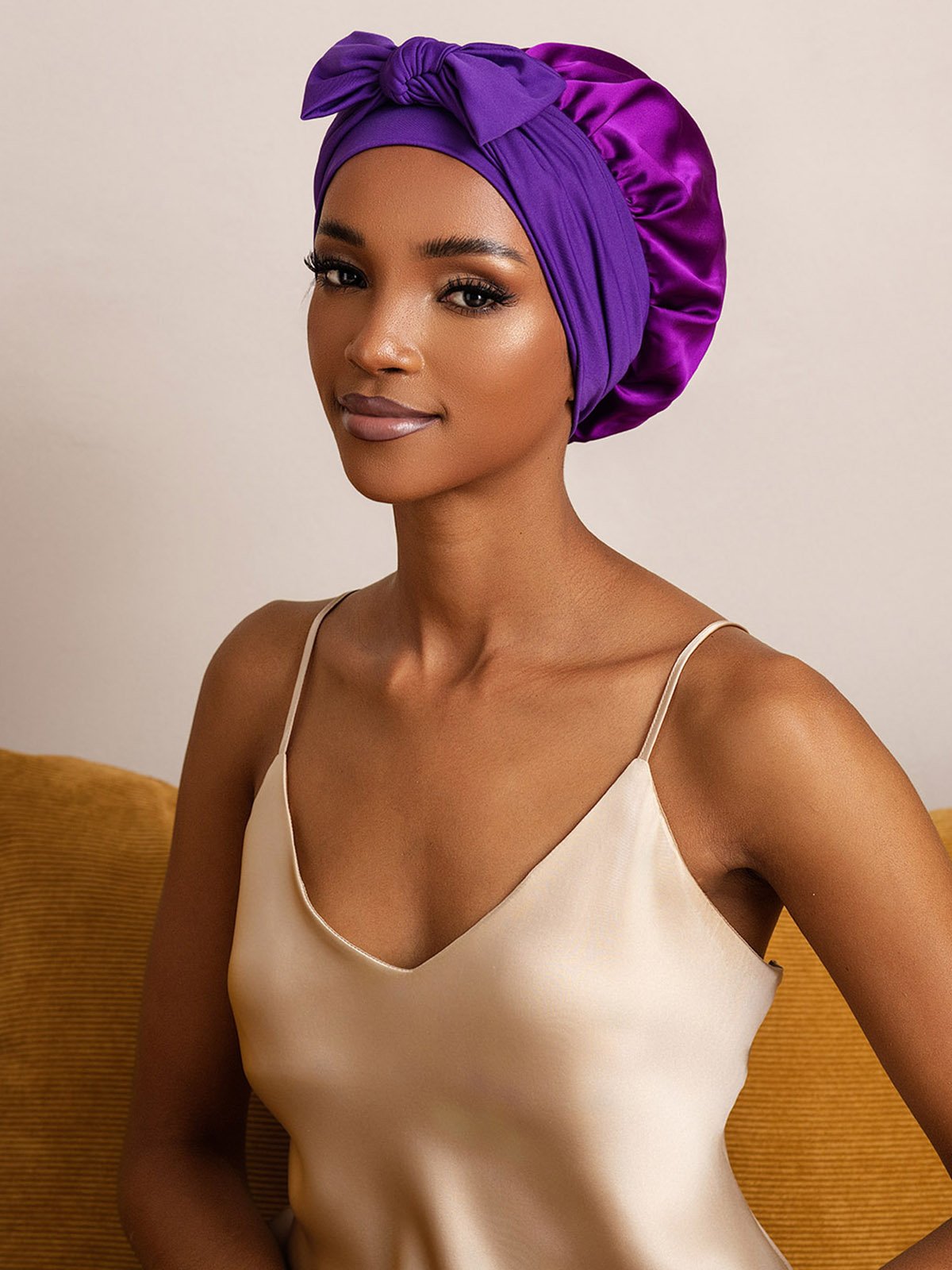 SilkSilky-CA Pure Silk Sleep Cap Purple 001