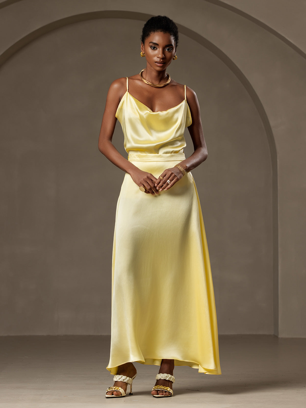 [Light Yellow] SilkSilky-CA 19Momme Silk Skirt 003