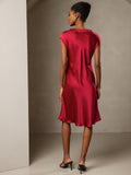 SilkSilky-CA Pure Silk Sleeveless V Neck Dress Wine 002