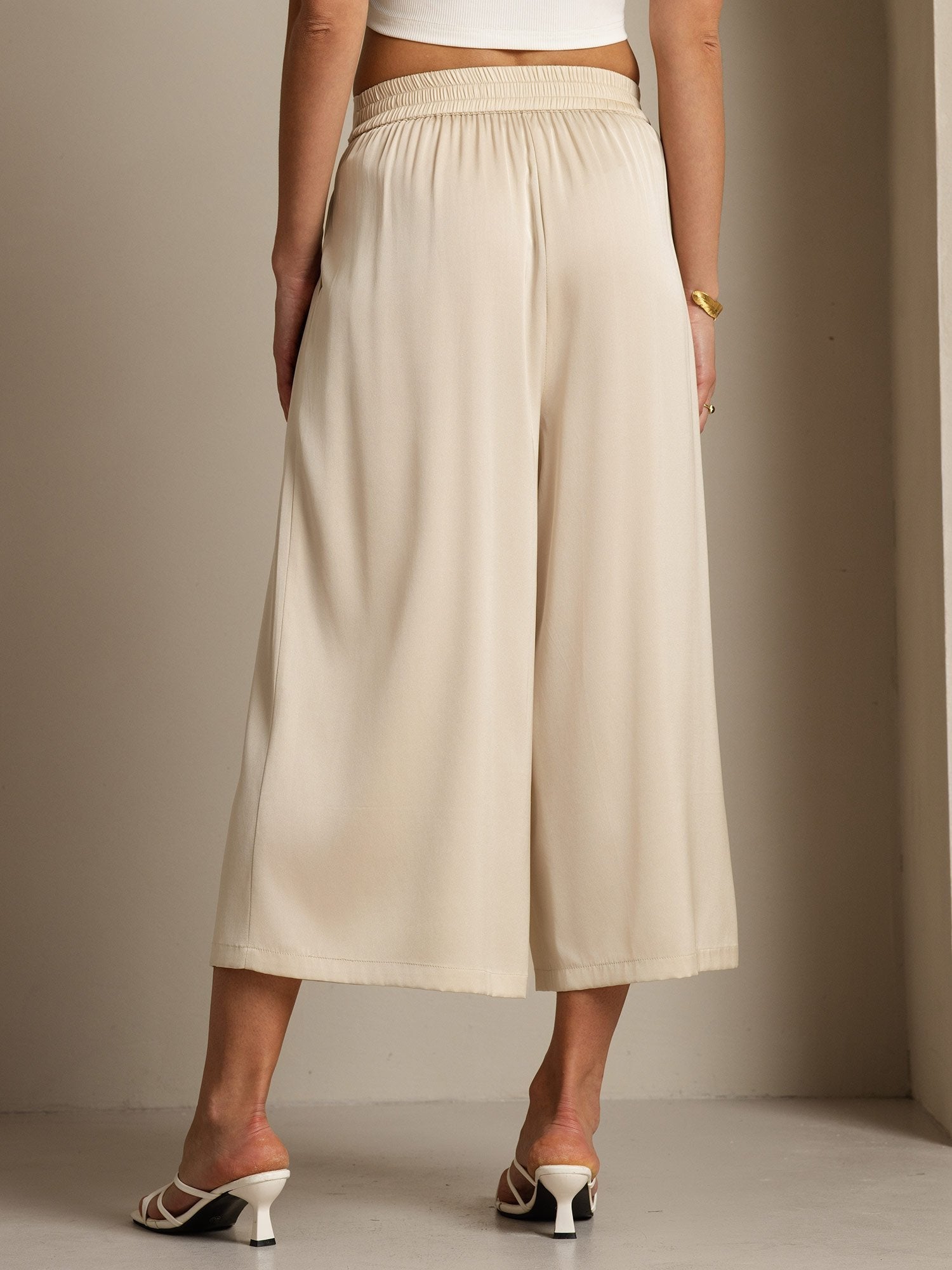 [Beige] SilkSilky-CA 19Momme Silk Womens Pants 006
