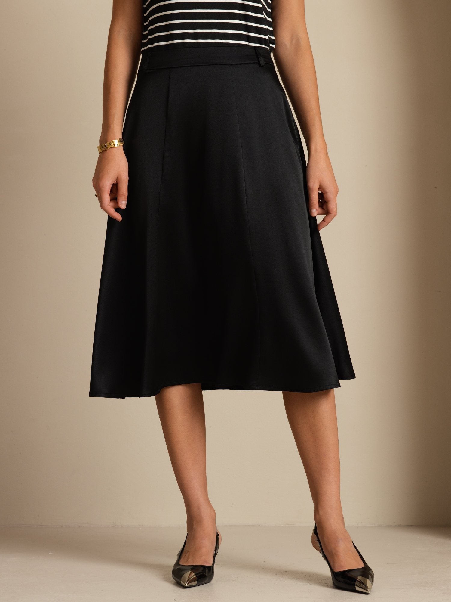 [Black] SilkSilky-CA 19Momme Silk Skirt 005