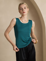 [Dark Green] SilkSilky-CA Sleeveless Round Neck Women's T-Shirt 003