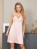 SilkSilky CA Pure Silk Sleeveless V Neck Nightgown LightPink 006