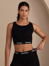 [Black] SilkSilky-CA Sleeveless Crew Neck Women's Outfit Sets 003