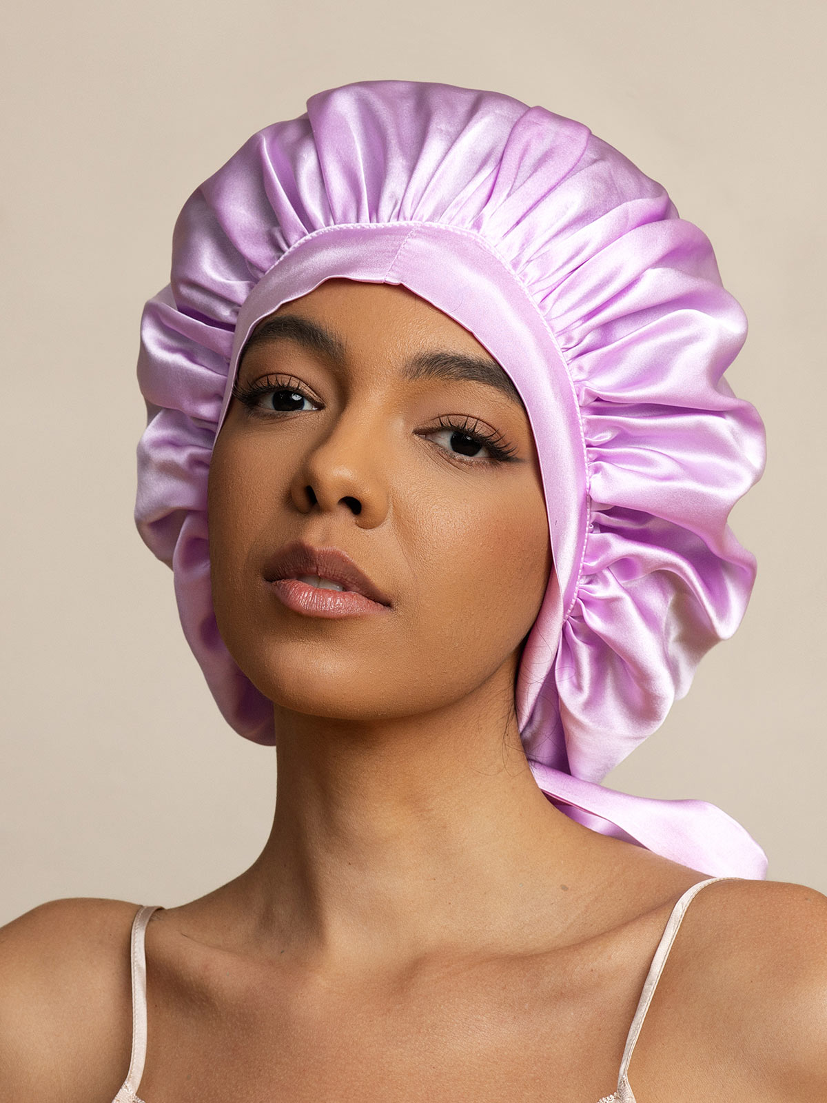 [Lavender] SilkSilky-CA Pure Silk Sleep Cap 001