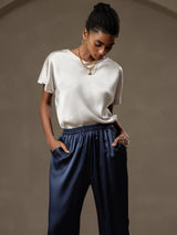 [Light Gray] SilkSilky-CA Short Sleeve Boat Neck Women's T-Shirt 005