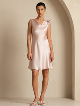 [Pink] SilkSilky-CA Sleeveless Cowl Neck Dress 001