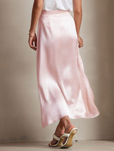 [Pink] SilkSilky-CA 19Momme Stretch Silk Charmeuse Skirt 002