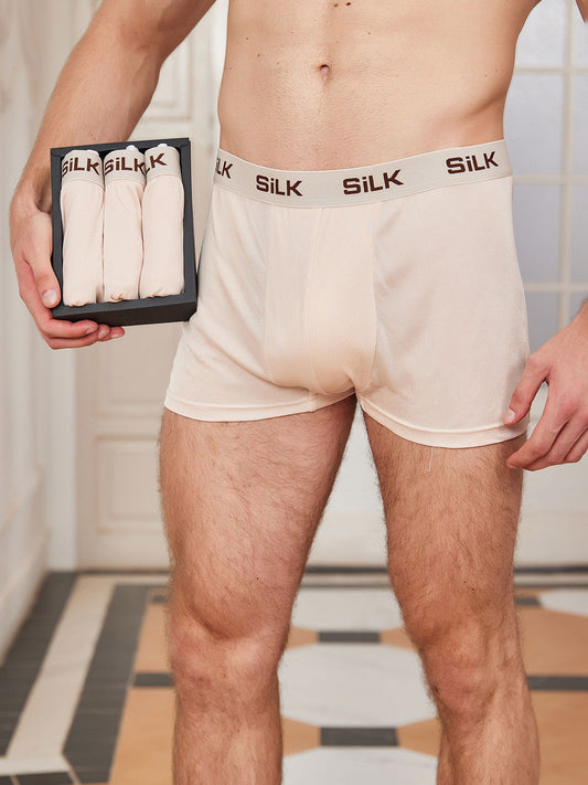Men Silk Stain Underwear Boxers Shorts Briefs Loungewear Bottom Side Split  Trunk
