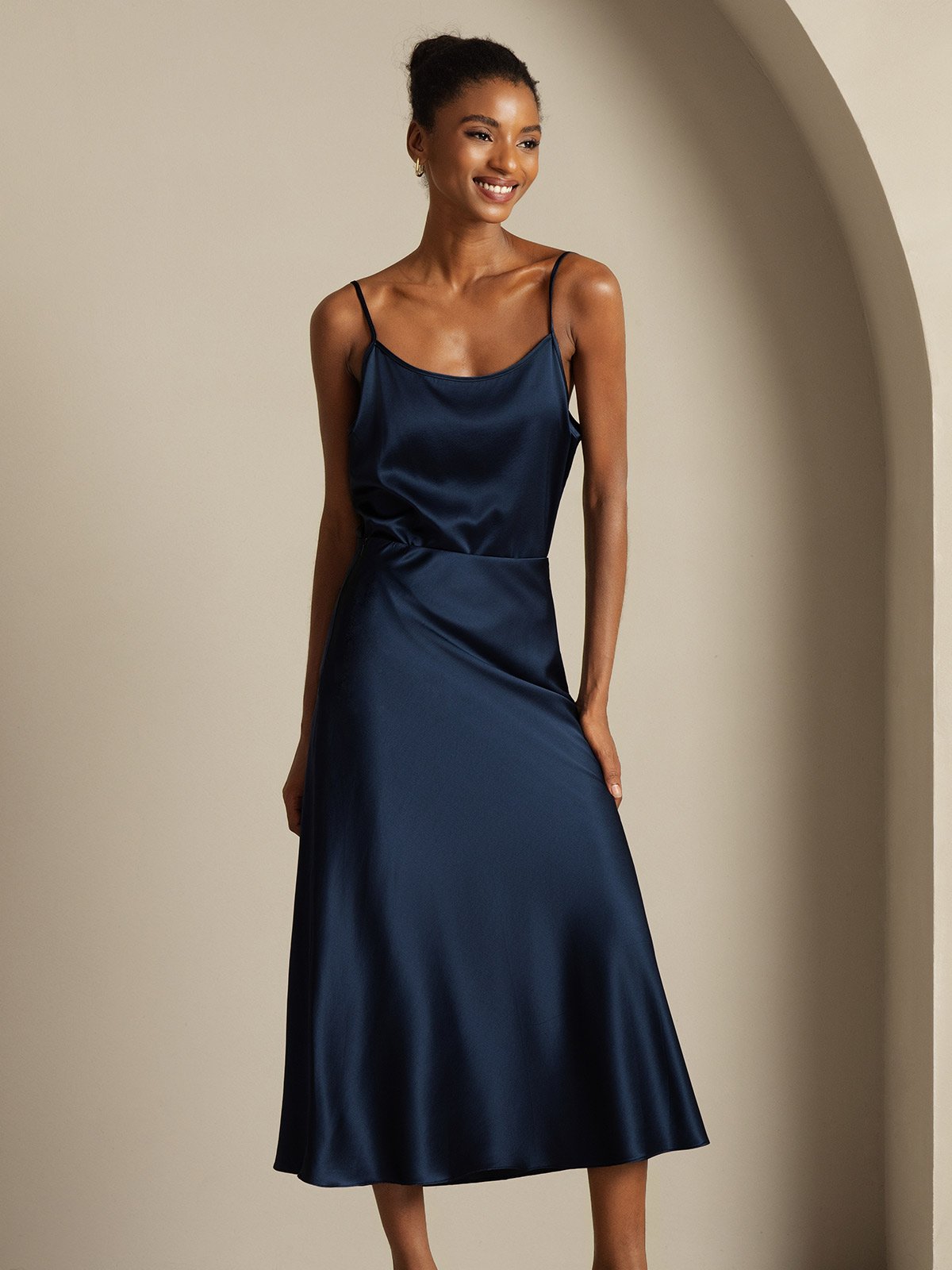 [Dark Blue] SilkSilky-CA 19Momme Pure Silk Womens Outfit Sets 005,