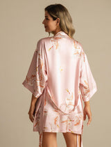 [Pink] SilkSilky-CA 3/4 Sleeve Women's Robe 002
