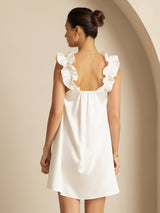 [White] SilkSilky-CA Sleeveless Square Neck Nightgown 002