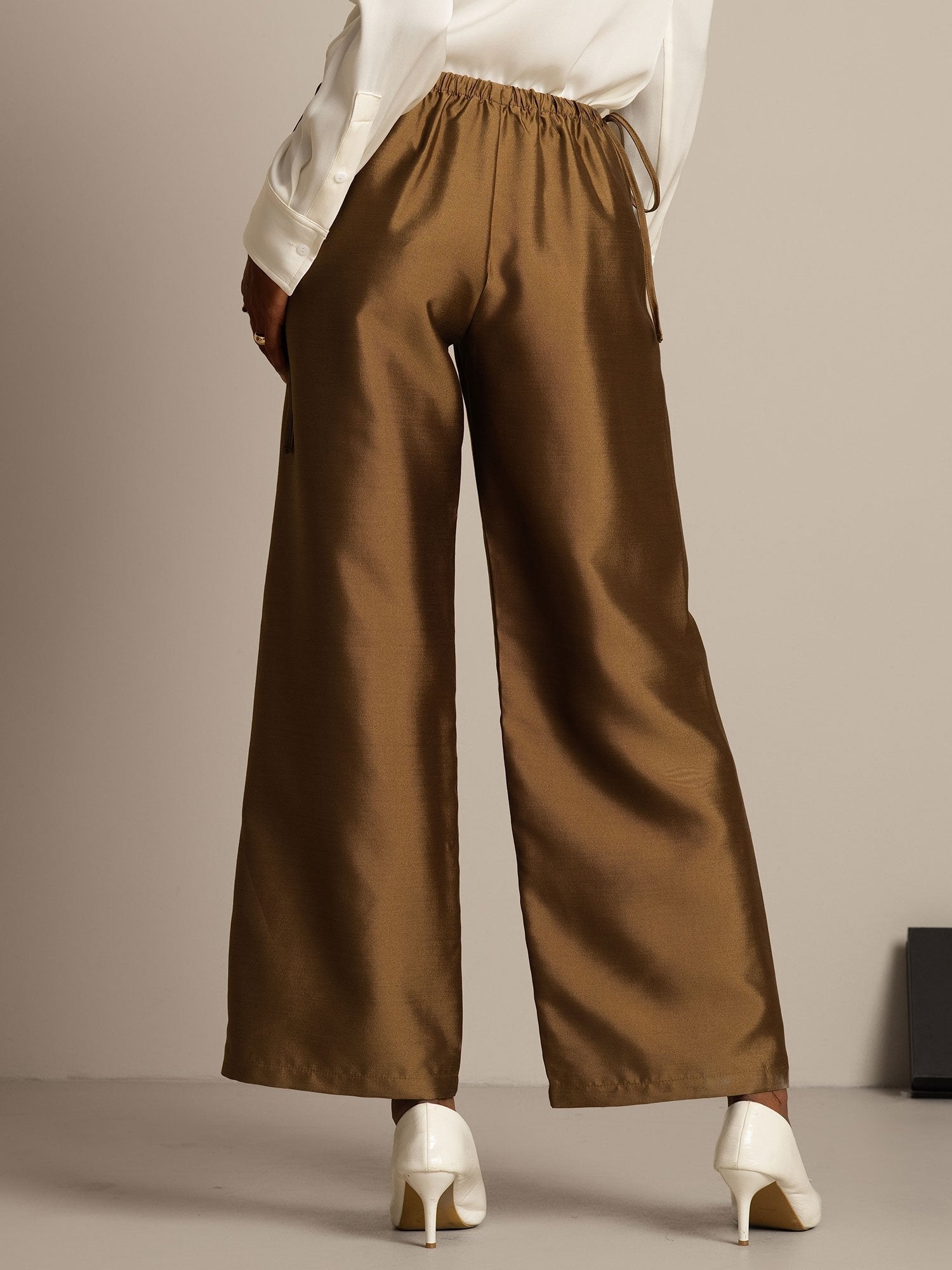 [Bronze] SilkSilky-CA 32Momme Silk-Wool Blend Womens Pants 002,