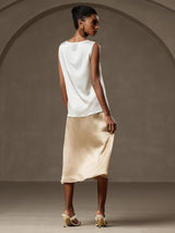 [White] SilkSilky-CA Sleeveless Round Neck Camisole 002