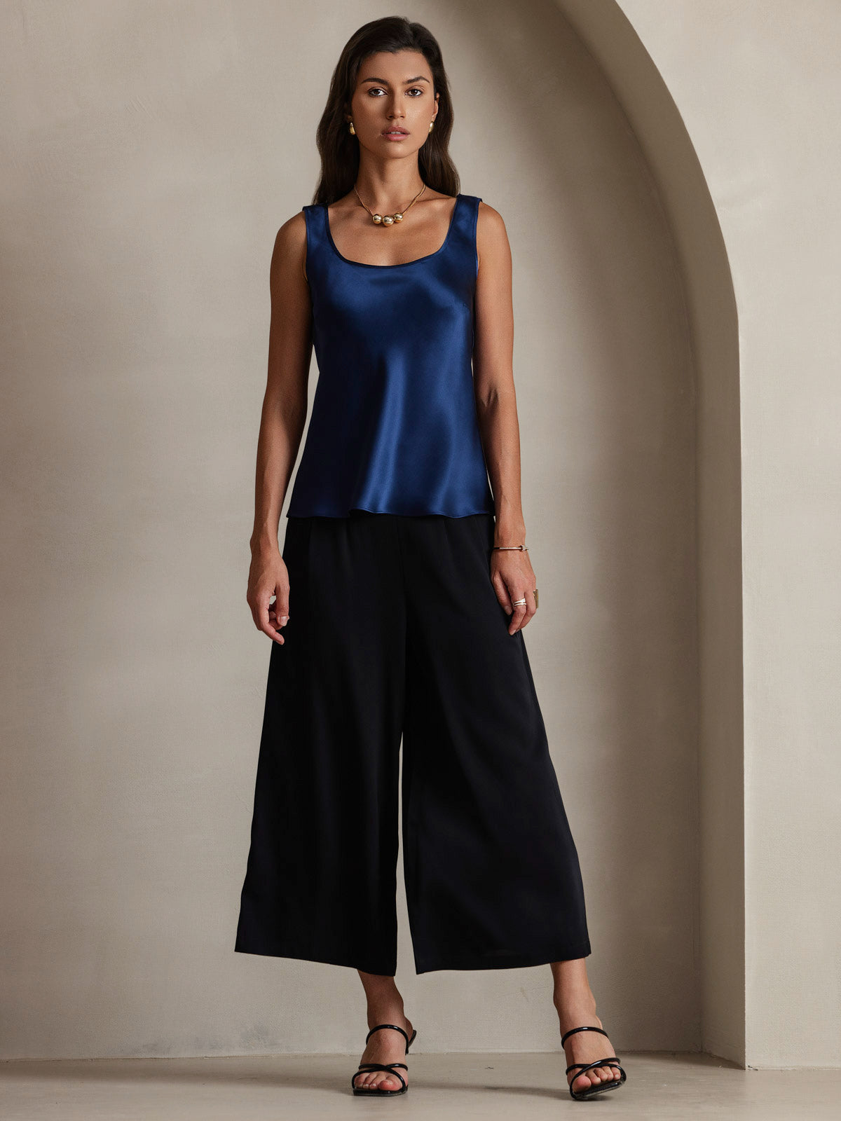 [Dark Blue] SilkSilky-CA 19Momme Silk U Neck Camisole 001
