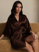 [Coffee] SilkSilky-CA 3/4 Sleeve Women's Robe 006