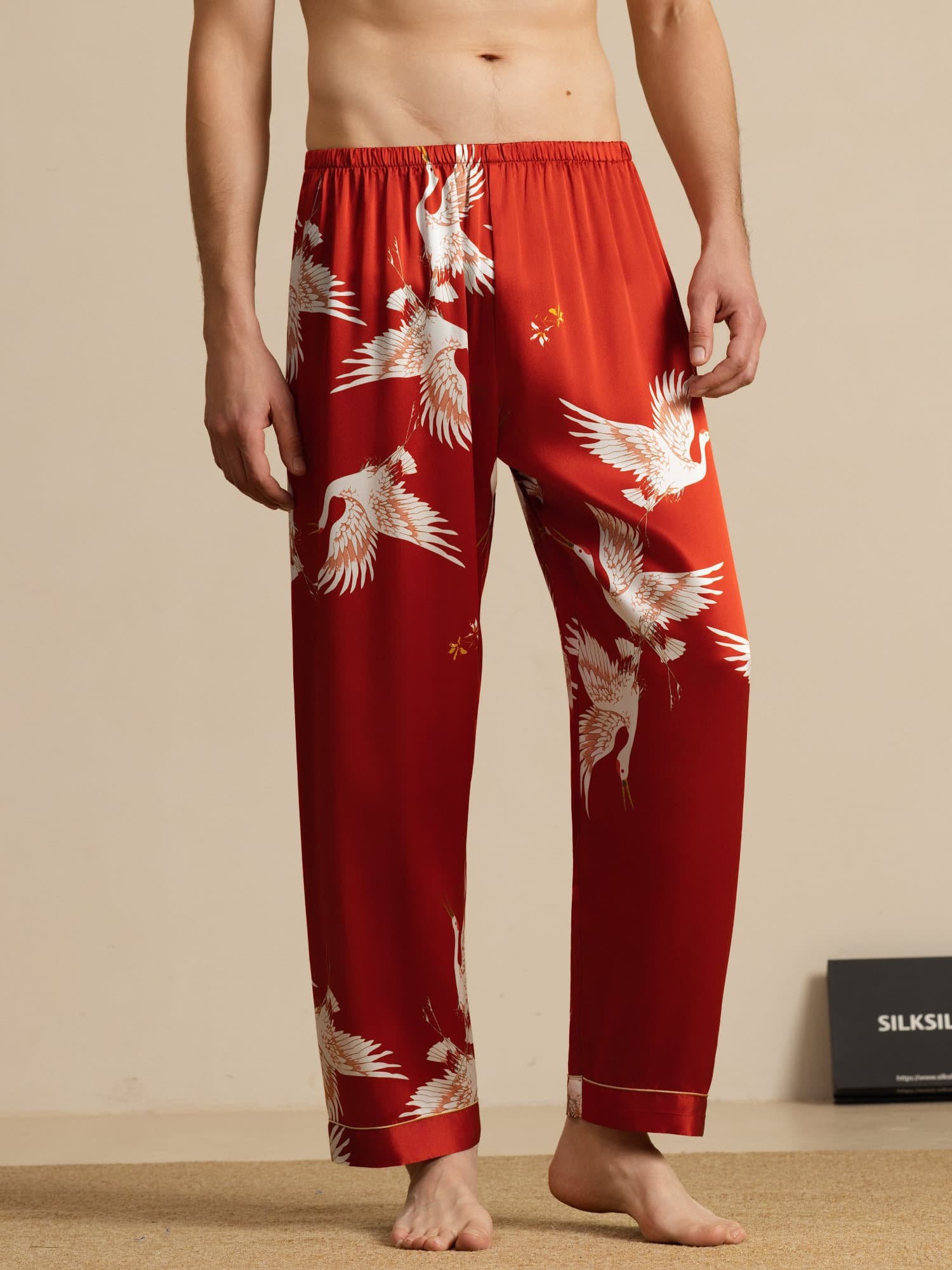 [Wine] SilkSilky-CA 19Momme Mens Sleep Bottoms 001