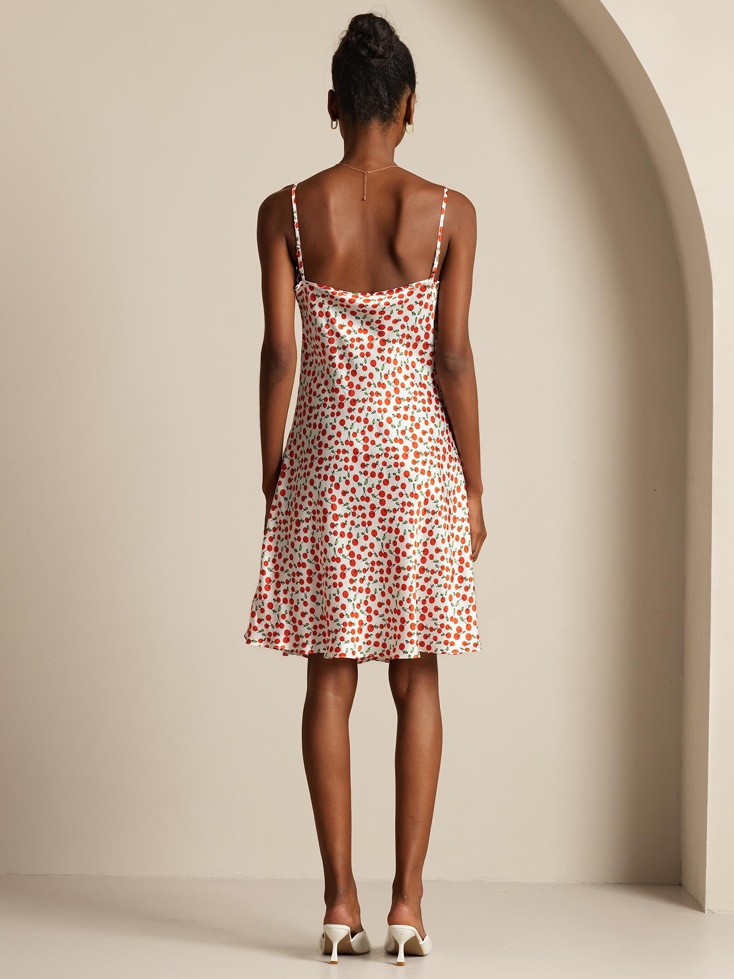 [Cherry] SilkSilky-CA Pure Silk V Neck Dress 002,