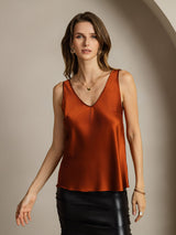 [Caramel] SilkSilky-CA Sleeveless V Neck Camisole 001