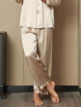 [Tan] SilkSilky-CA Pure Silk Mens Sleep Bottoms 004,