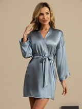 [Grayish Blue] SilkSilky-CA 3/4 Sleeve Women's Robe 001
