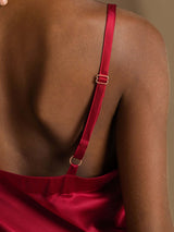 [Wine] SilkSilky-CA Spaghetti Strap V Neck Dress 005
