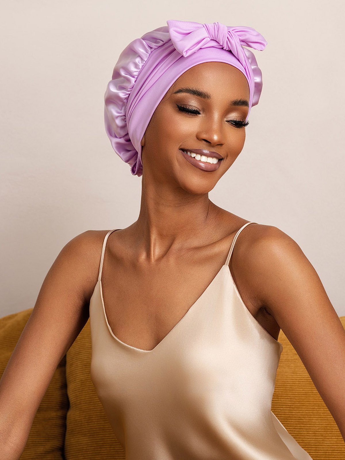 SilkSilky-CA Pure Silk Sleep Cap Lavender 005