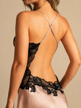 [Tuscany] SilkSilky-CA Spaghetti Strap V Neck Nightgown 003