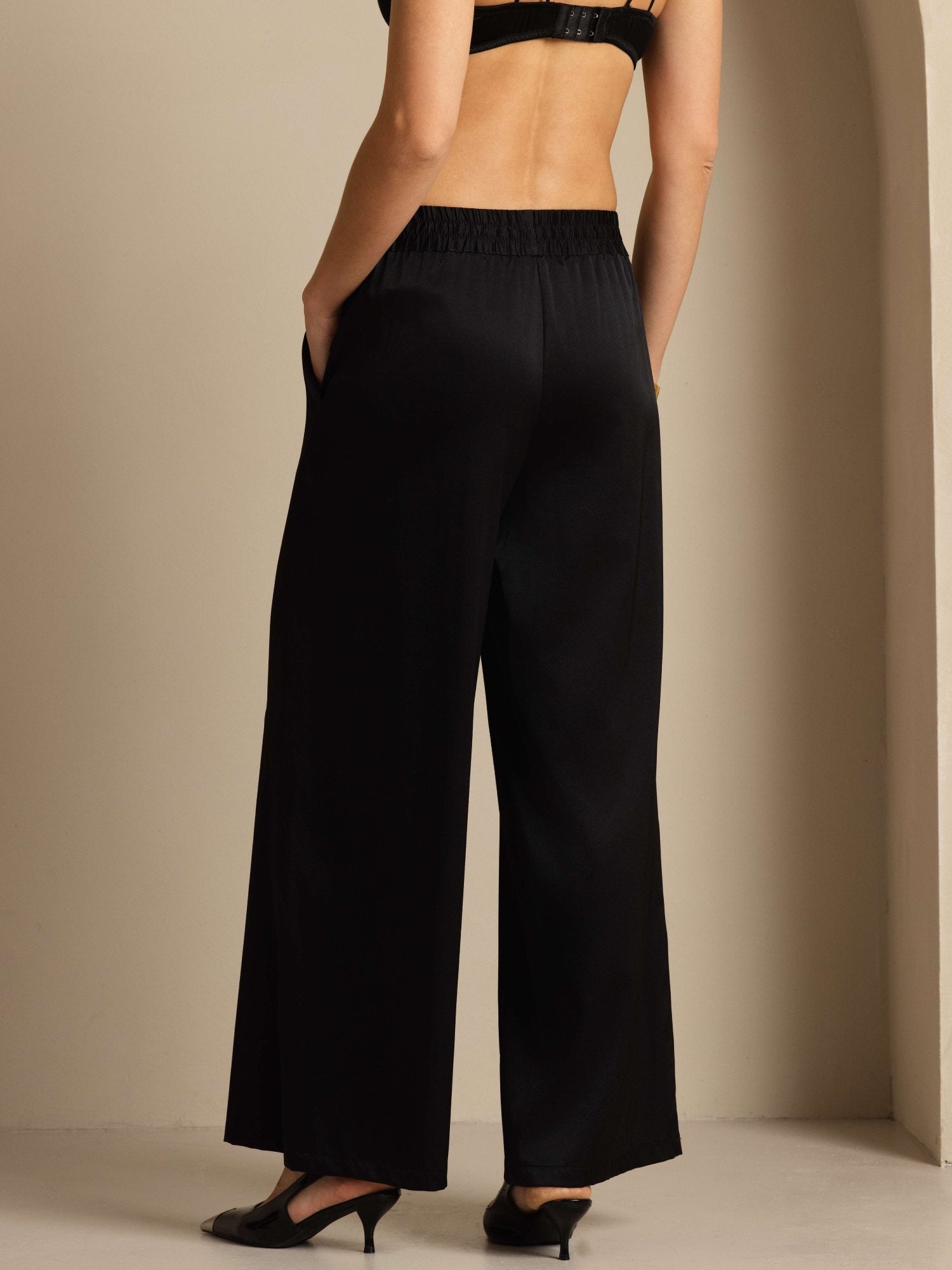 [Black] SilkSilky-CA 19Momme Silk Womens Pants 002